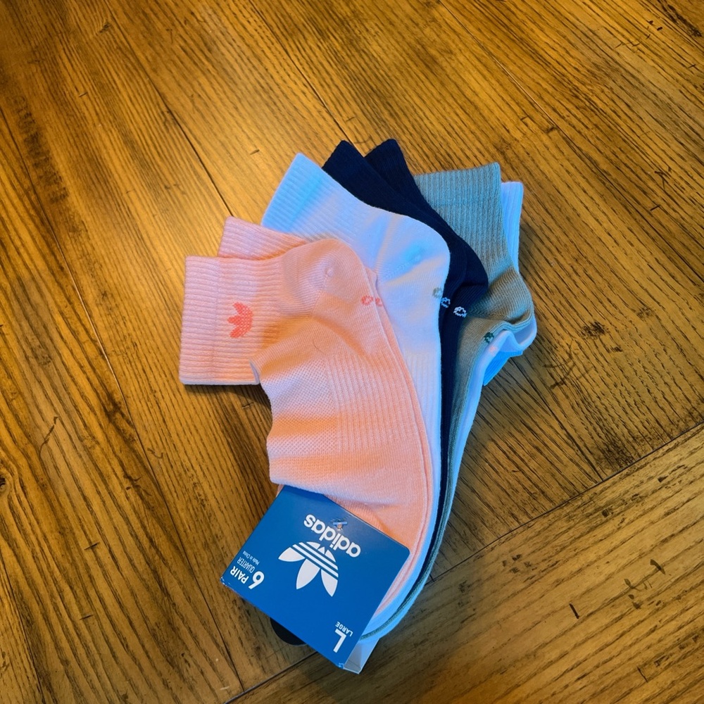 adidas Men's Blue, Pink, and White Ankle Socks